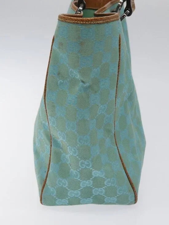 GUCCI GG Canvas Tote Bag Turquoise Blue 113017 Auth 115077 - Picture 4 of 16